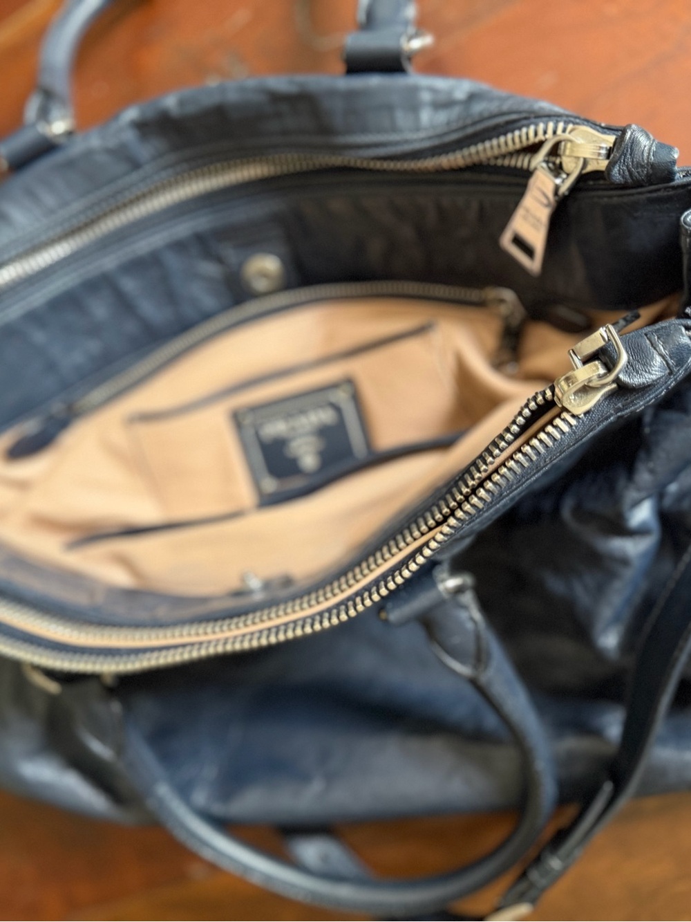 Prada Black Leather Satchel with Gold Hardware - Picture 6 of 7